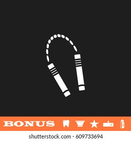 Nunchuck icon flat. White pictogram on black background. Vector illustration symbol and bonus button tooth, vase, star, mirror, bottle