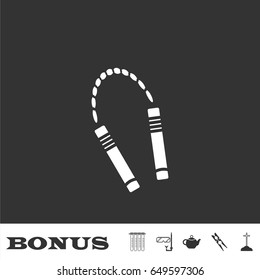 Nunchuck icon flat. White pictogram on black background. Vector illustration symbol and bonus icons
