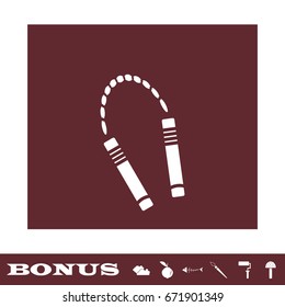 Nunchuck icon flat. White pictogram on brown background. Vector illustration symbol and bonus icons