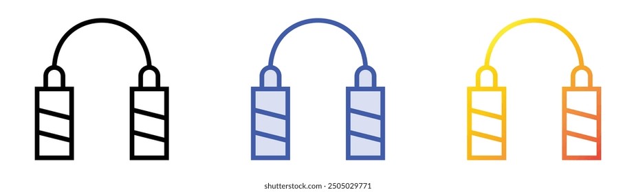 Icono de Nunchuck. Lineal, relleno azul y diseño de estilo degradado aislado sobre fondo blanco