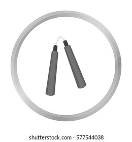Nunchuck icon monochrome. Single weapon icon from the big ammunition, arms set.