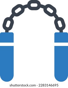 nunchucks vector illustration on a transparent background.Premium quality symbols.Glyphs vector icons for concept and graphic design.