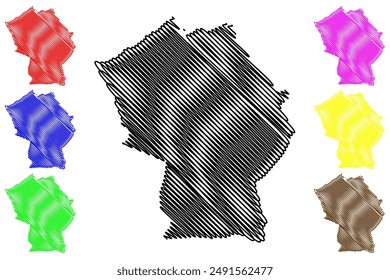 Nunspeet municipality (Kingdom of the Netherlands, Holland, Gelderland or Guelders province) map vector illustration, scribble sketch Nunspeet map