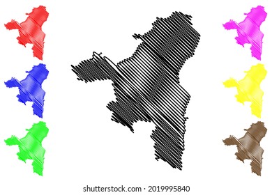 Nuoro province (Italy, Italian Republic, Sardinia region) map vector illustration, scribble sketch Province of Nuoro map