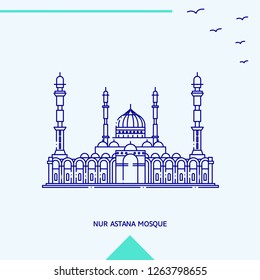 NUR ASTANA MOSQUE skyline vector illustration