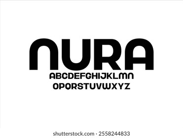 Nura font for logo and headline. Isolated vector typeset