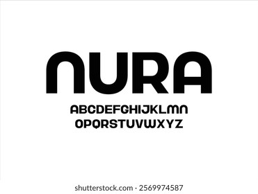 Nura font for logo and headline. Isolated vector typeset