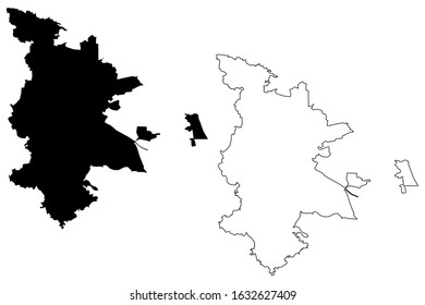 Nuremberg City (Federal Republic of Germany, Bavaria) map vector illustration, scribble sketch City of Nuremberg map