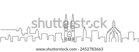 Nuremberg Dark Line Simple Minimalist Skyline With White Background