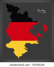 Nuremberg map with German national flag illustration