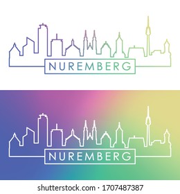 Nuremberg skyline. Colorful linear style. Editable vector file.