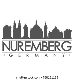 Nuremberg Skyline Silhouette Design City Vector Art Famous Buildings.