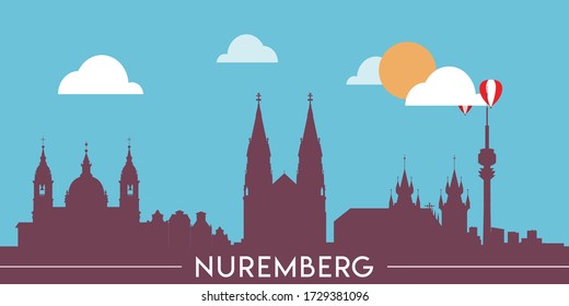 Nuremberg skyline silhouette flat design vector illustration