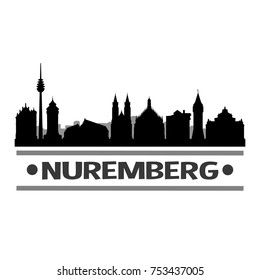 Nuremberg Skyline Silhouette Stamp City Design Vector Art