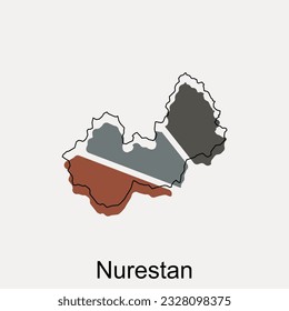 Nurestan map and black lettering illustration design template on white background, vector map of afghanistan