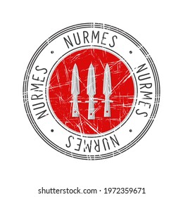 Nurmes city, Finland. Grunge postal rubber stamp over white background