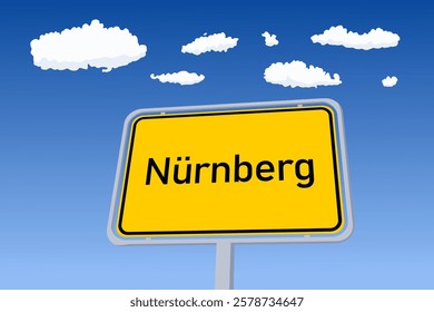 Nurnberg (Nuremberg) city sign in Germany. City name welcome road sign vector illustration.