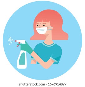 Nurse 02 cleaning coronavirus with sanitizer multipurpose.