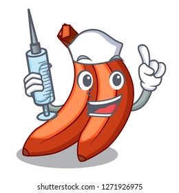 Nurse abunch in red bananas fruit character