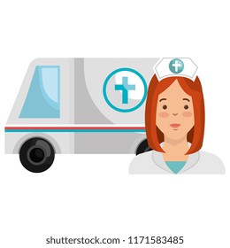nurse with ambulance icon