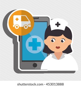 nurse and ambulance isolated icon design, vector illustration  graphic 