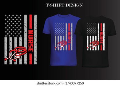 nurse American Flag 4th Of July t-shirt design
