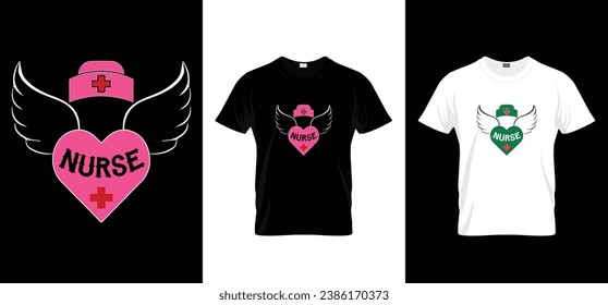 Nurse angel. Nurse written with angel wings vector. t shirt design