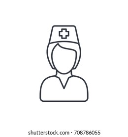 nurse avatar, doctor thin line icon. Linear vector illustration. Pictogram isolated on white background