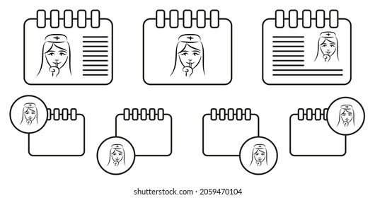 Nurse avatar sketch vector icon in calender set illustration for ui and ux, website or mobile application
