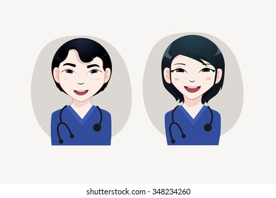  Nurse Avatars vector illustration