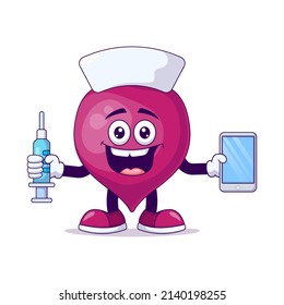 Nurse beetroot cartoon mascot character vector illustration design
