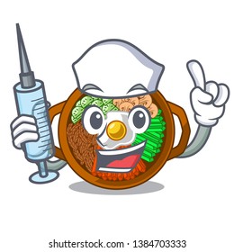 Nurse bibimbap served on mascot hot pan