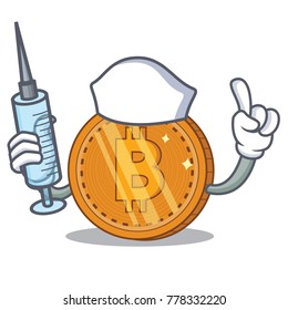 Nurse bitcoin coin character cartoon