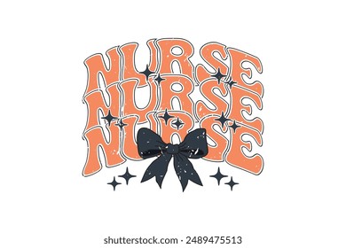 Nurse Black Bow Fall Coquette Halloween T shirt Design