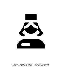 Nurse black glyph ui icon. Professional assistant. First aid. Female doctor. User interface design. Silhouette symbol on white space. Solid pictogram for web, mobile. Isolated vector illustration