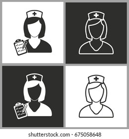 Nurse - black and white vector icons for graphic and web design.