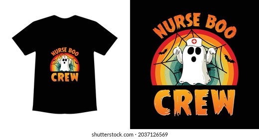 Nurse Boo Crew - Cute Halloween T-shirt vector design. This is good for Clothes, Greeting Card, Poster, and Mug Design.