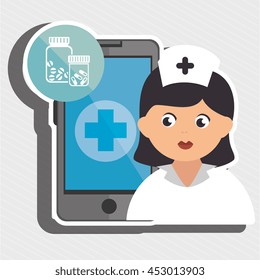 nurse and bottle pills isolated icon design, vector illustration  graphic 