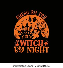 Nurse by day witch by night, Halloween shirt, Vintage Nurse Halloween T-Shirt, Halloween Nurse Shirt, Halloween Gift for Nurse, Funny Nursing t-shirt, 