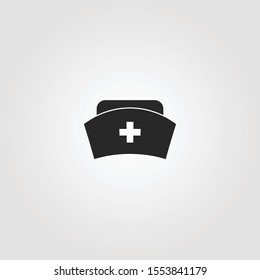 Nurse Cap - Black Icon. Simple Flat Style Design. Nurse Hat Icon For Logo, App, Ui... Vector Illustration. 