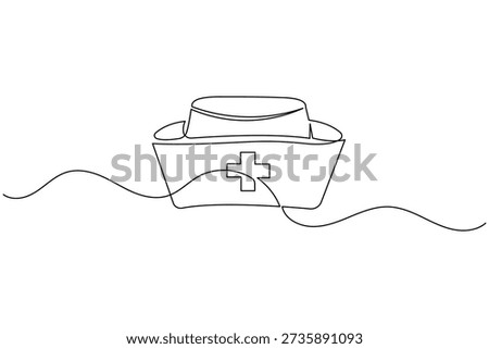Nurse cap continuous one line art vector illustration medical symbol design