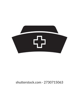 Enfermera Cap Cruz Negro Vector Icono Símbolo del personal médico