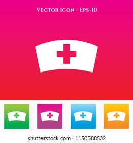 Nurse cap Icon in Colored Square box. eps-10