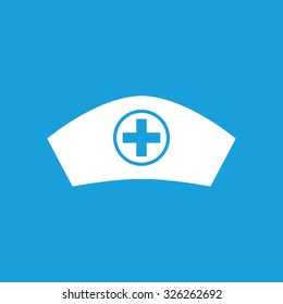 Nurse cap icon, white simple image isolated on blue background