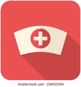 Nurse cap, modern flat icon with long shadow