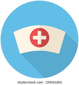 Nurse cap, modern flat icon with long shadow