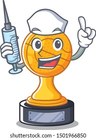 Nurse cartoon basketball trophy display in drawer