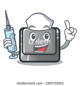 Nurse cartoon delete button located on keyboard
