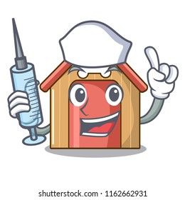 Nurse cartoon dog house and bone isolated