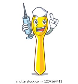 Nurse cartoon plastic spoon on dining table